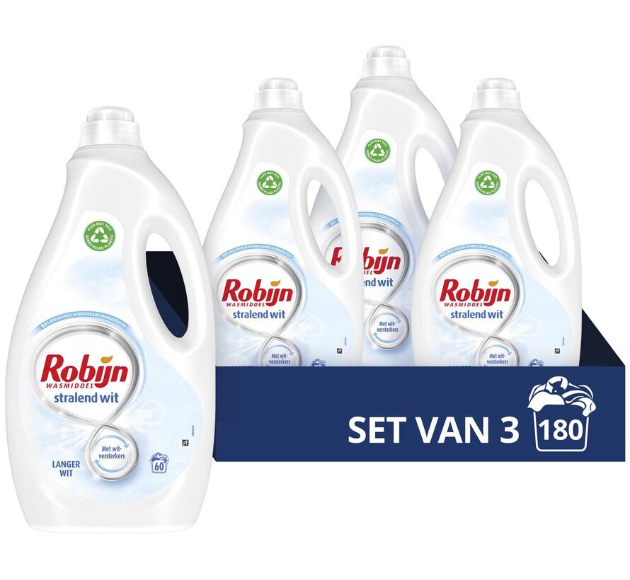 Stralend Wit - Vloeibaar Wasmiddel (3x 3000ml) - 3x 60 wasbeurten