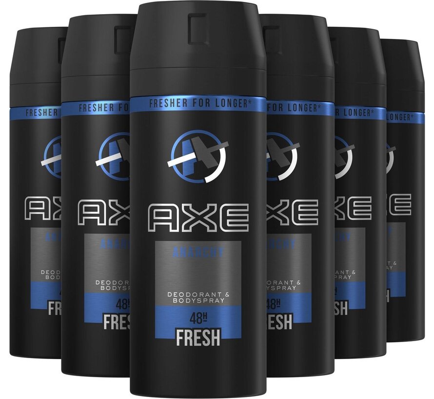 Anarchy Bodyspray / Deodorant Spray Men - 6x 150ml Voordeelverpakking c