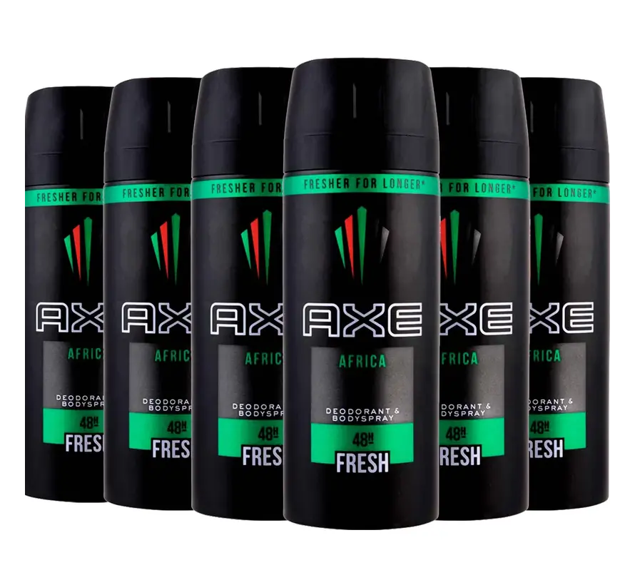 Africa Bodyspray / Deodorant Spray Men - 6x 150ml Voordeelverpakking