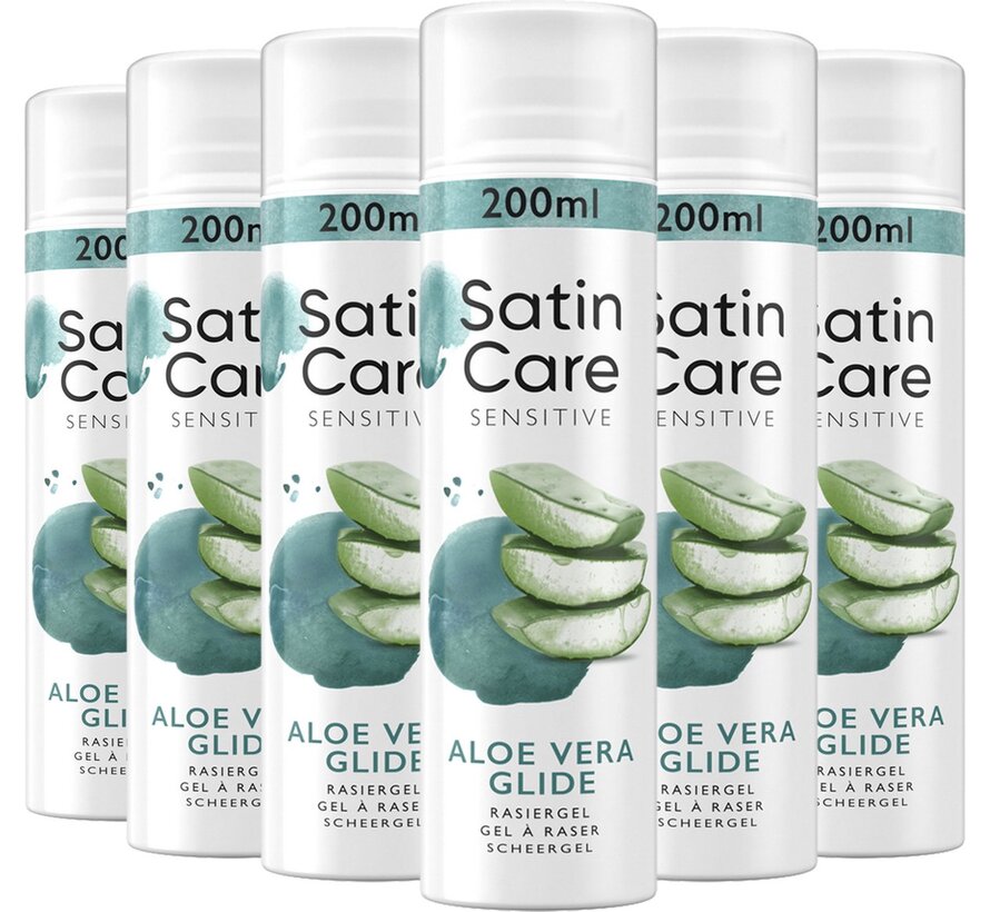 Satin Care Scheergel - Gevoelige Huid - 6x 200ml Voordeelverpakking