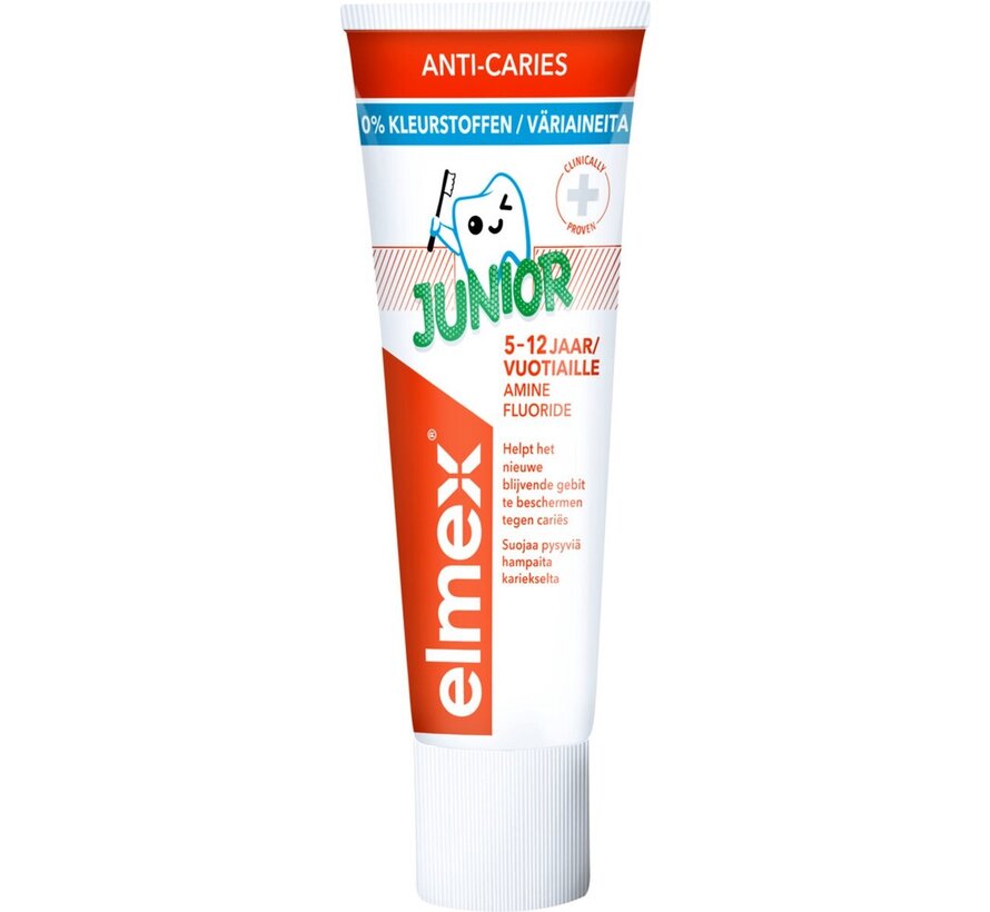 Junior (5-12 Jaar) - Anti Caries - Tandpasta - 12x 75ml - Voordeelverpakking