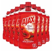 Ajax Allesreiniger - Rode Bloemen - 8x 1000ml - Voordeelverpakking