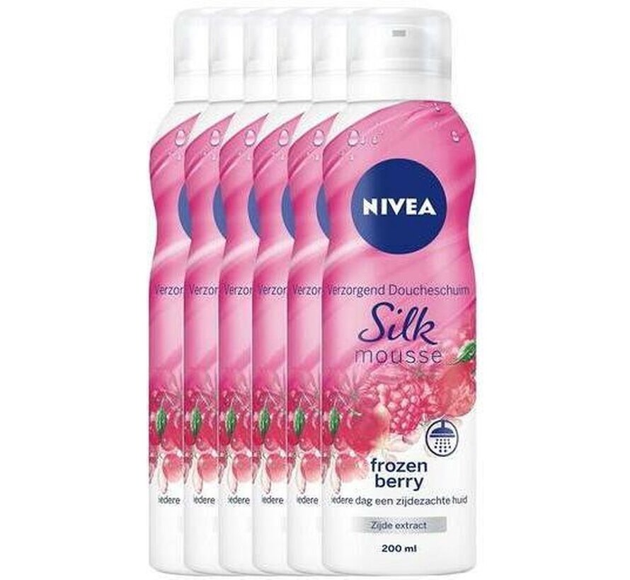 Silk Mousse - Frozen Berry - Doucheschuim - 6x 200ml - Voordeelverpakking