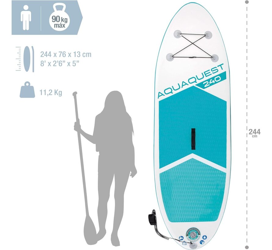 Opblaasbaar kinder SUP board - Aqua Quest 240 - Complete set!