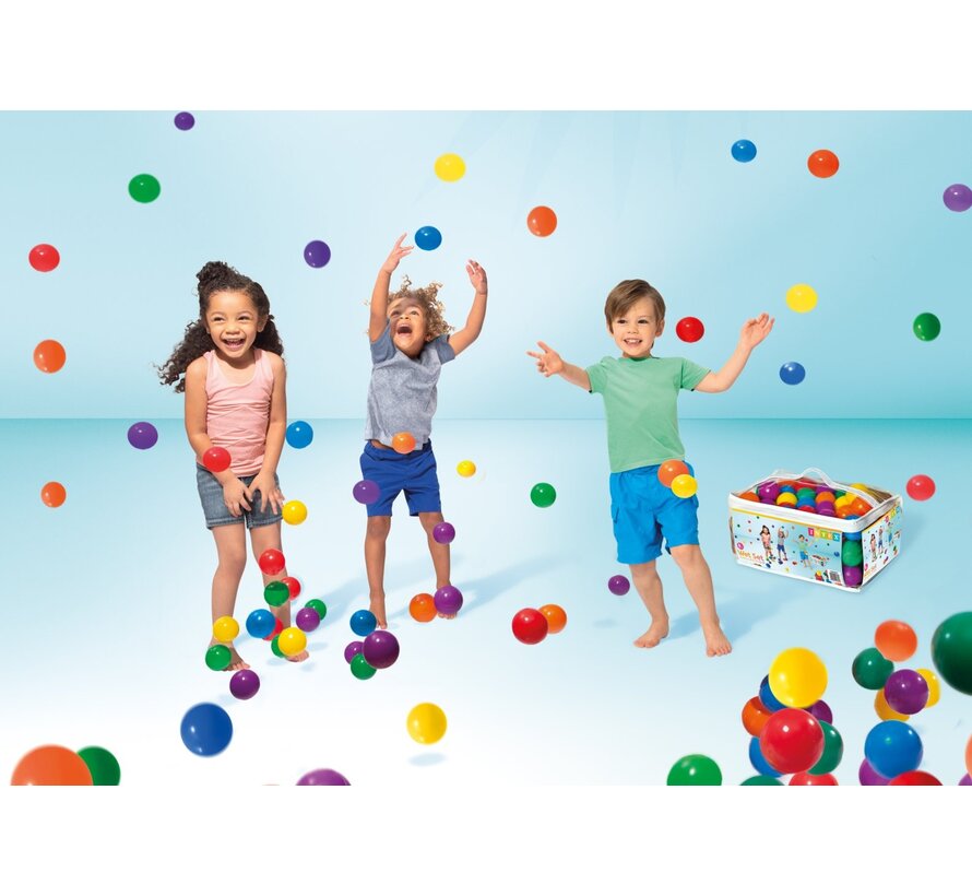 FUN BALLZ - 100 Ballenbak ballen - klein - 6,5cm - met opbergtas