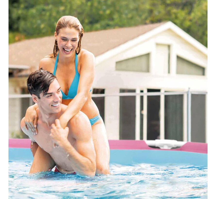 Roze - Metal Frame Zwembad  - 244x76cm - Rond