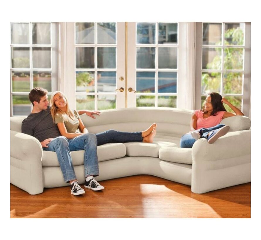 4-Persoons Opblaasbare Hoekbank - Beige - 203x257x76cm