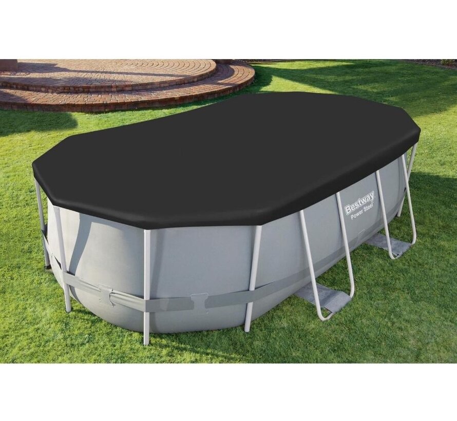 Afdekzeil / Zwembadzeil - Ovaal - Zwart - 427x250cm