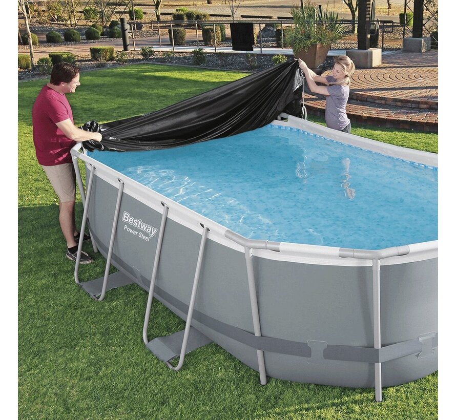 Afdekzeil / Zwembadzeil - Ovaal - Zwart - 427x250cm