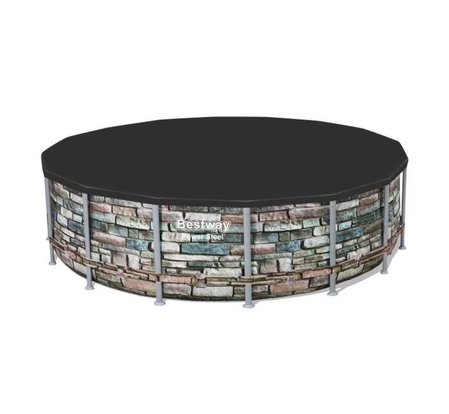 Afdekzeil / Zwembadzeil - Rond - Zwart - 488cm c