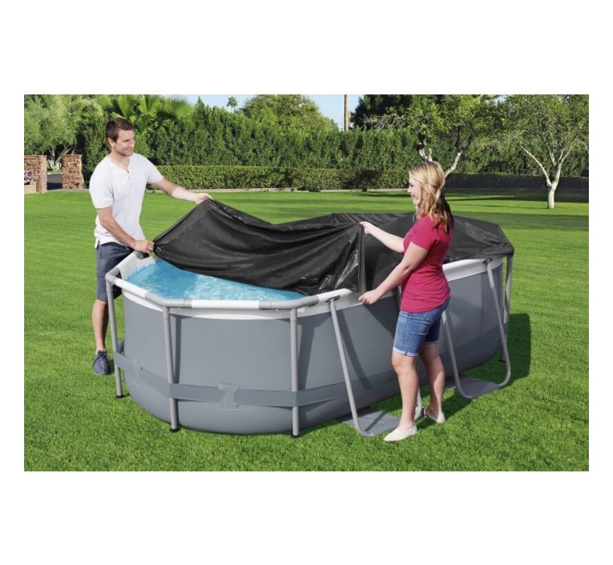 Afdekzeil / Zwembadzeil - Ovaal - Zwart - 305x200cm