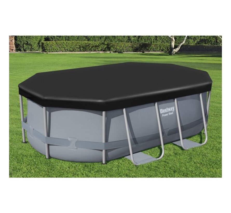 Afdekzeil / Zwembadzeil - Ovaal - Zwart - 305x200cm