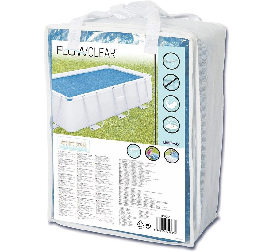 Solar zwembad afdekzeil / cover isolerend - rechthoek 404x201cm (380x180cm) c