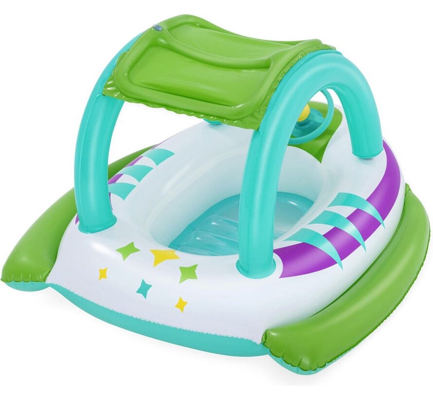 Space Splash - Opblaasbare babyboot - Met zonnedak en stuurwiel - 61X95cm