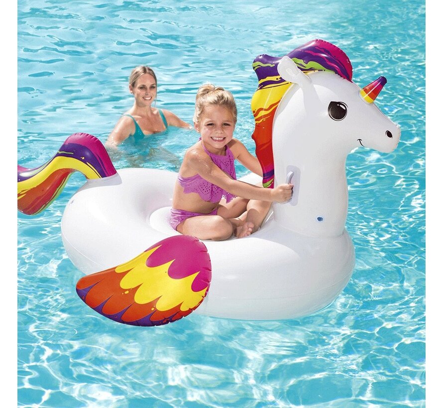 Opblaasbare Unicorn / Eenhoorn Ride-On  (163x110x95,5cm)