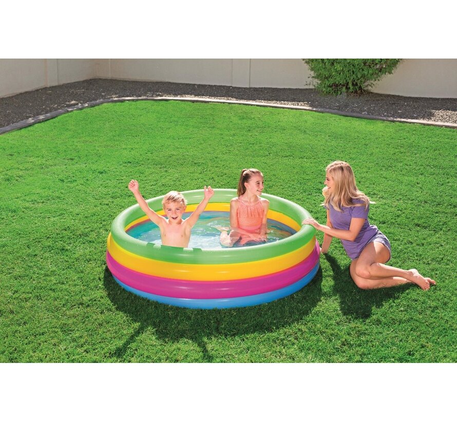 Opblaasbaar Kinderzwembad Regenboog - Swim Squad - Rond (157x46cm)