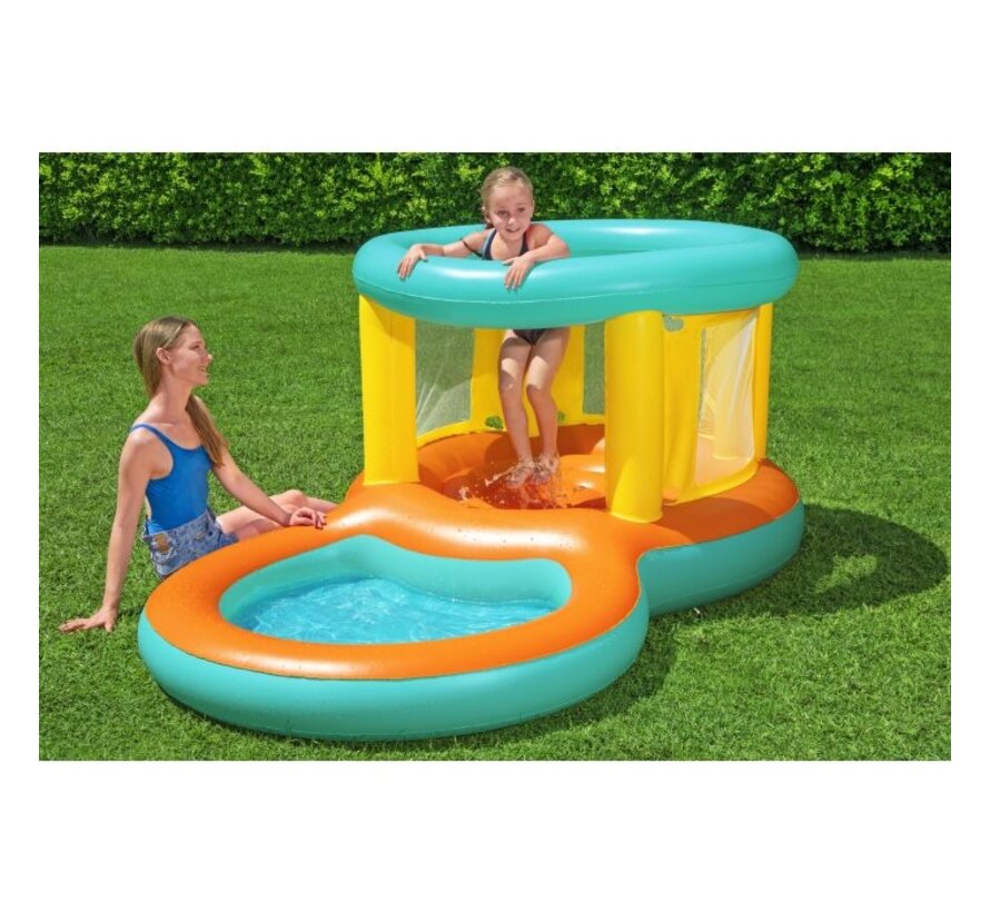 Opblaasbaar Springkussen Jumptopia - Met kinderbadje (239x142x102cm)