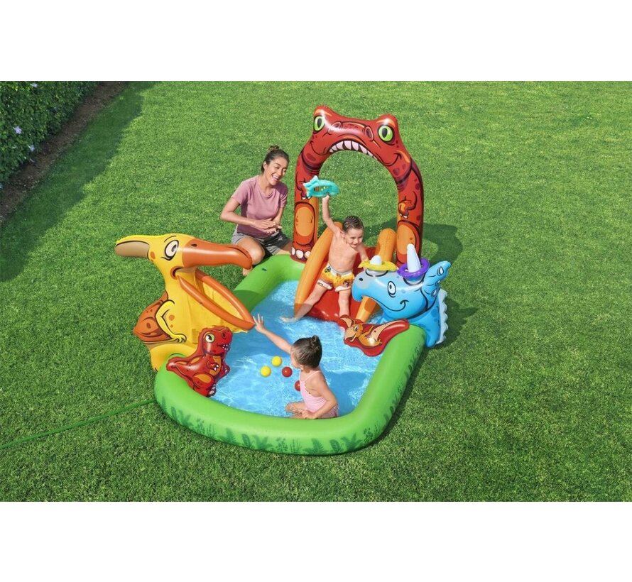 Opblaasbaar Speelzwembad Jurassic Splash - met glijbaan - 242x140x137cm