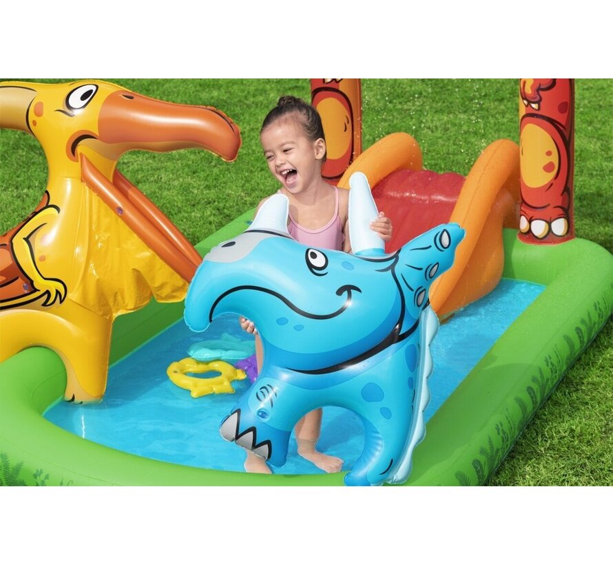 Opblaasbaar Speelzwembad Jurassic Splash - met glijbaan - 242x140x137cm