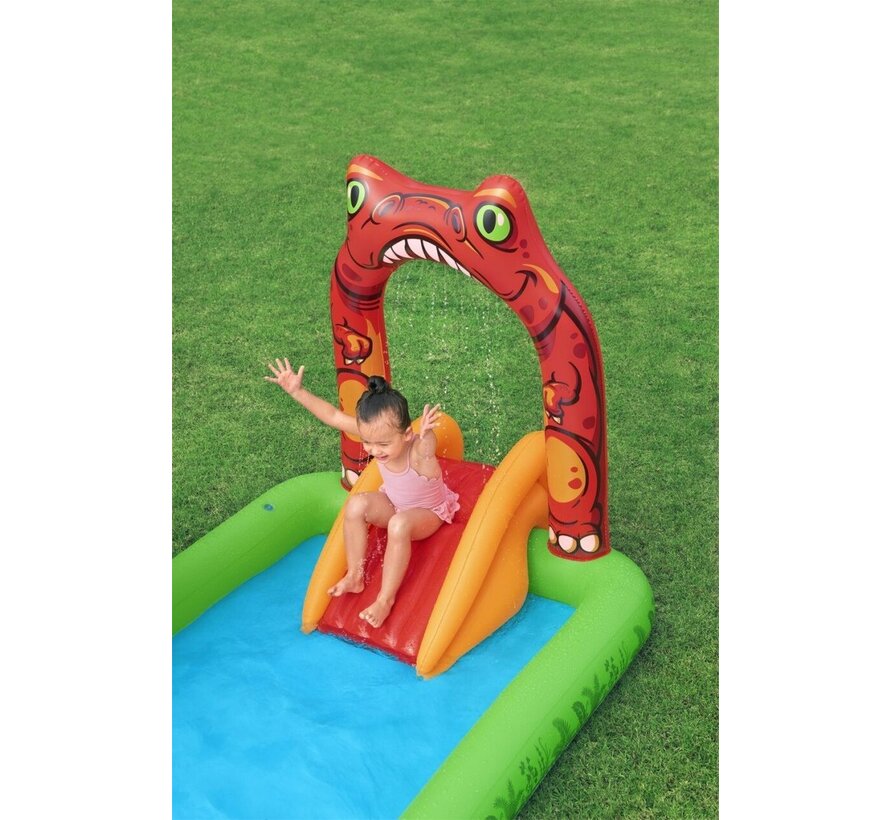 Opblaasbaar Speelzwembad Jurassic Splash - met glijbaan - 242x140x137cm