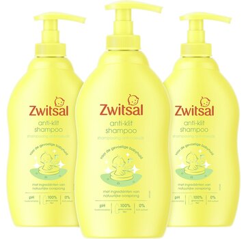 Zwitsal Baby Shampoo - Anti Klit - Met Pompje - 3x 400ml