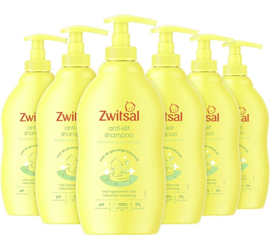 Baby Shampoo - Anti Klit - Met Pompje - 6x 400ml - Voordeelverpakking