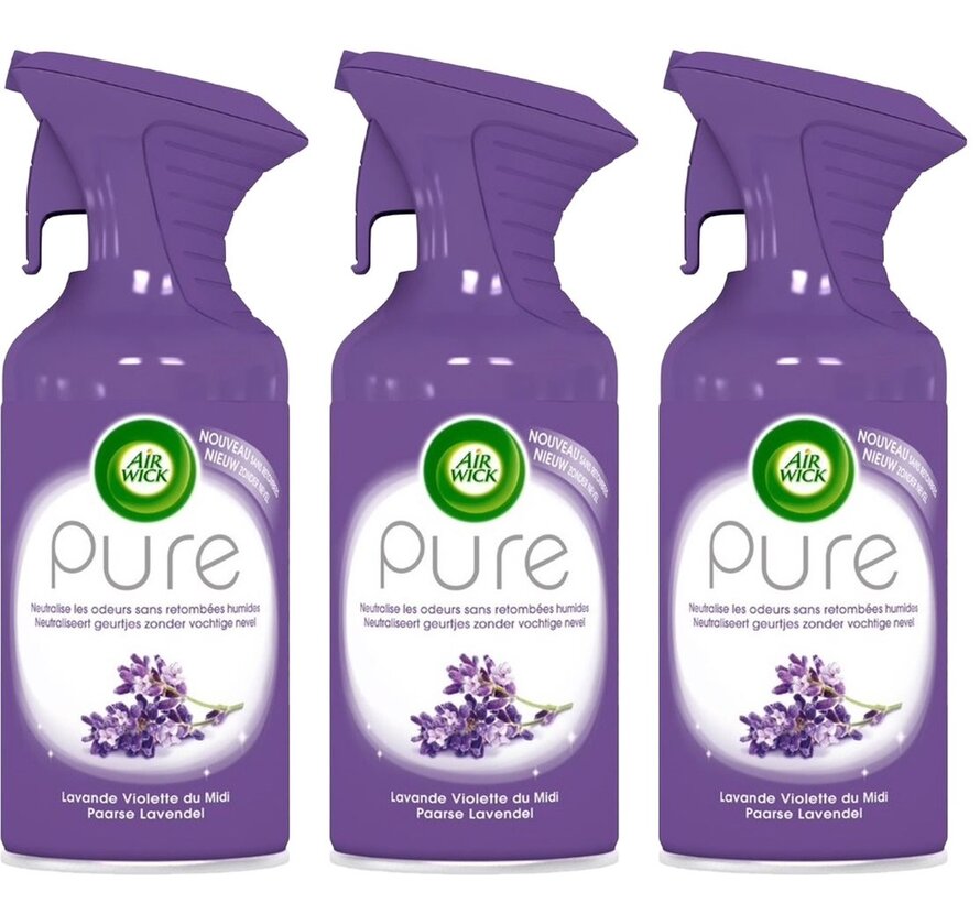 Pure Luchtverfrisser Spray - Paarse Lavendel - 3x 250ml