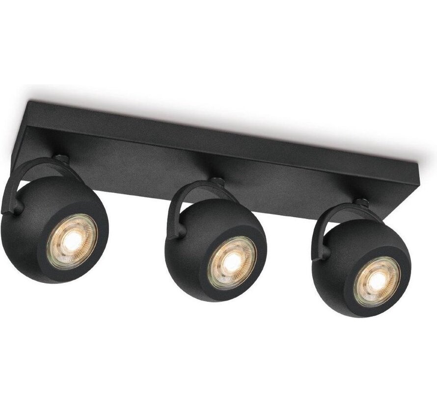 Nop 3 spots - LED opbouwspot zwart - 35,5 cm