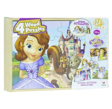 Disney Sofia The First - 4 houten puzzels met bewaardoos - Prinses Sofia