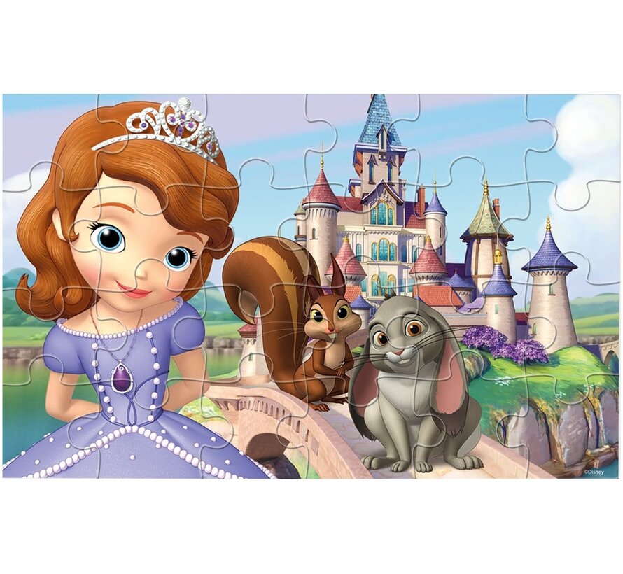 Sofia The First - 4 houten puzzels met bewaardoos - Prinses Sofia