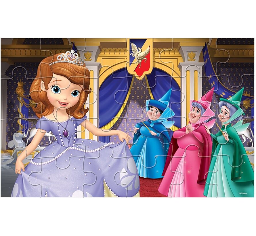 Sofia The First - 4 houten puzzels met bewaardoos - Prinses Sofia