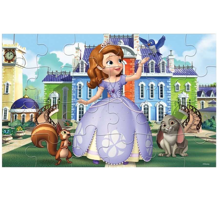 Sofia The First - 4 houten puzzels met bewaardoos - Prinses Sofia