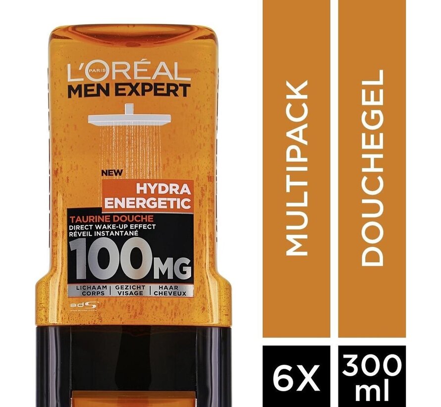 Men Expert XL - Hydra Energetic - 3in1 gezicht, lichaam en haar - 6x 300ml