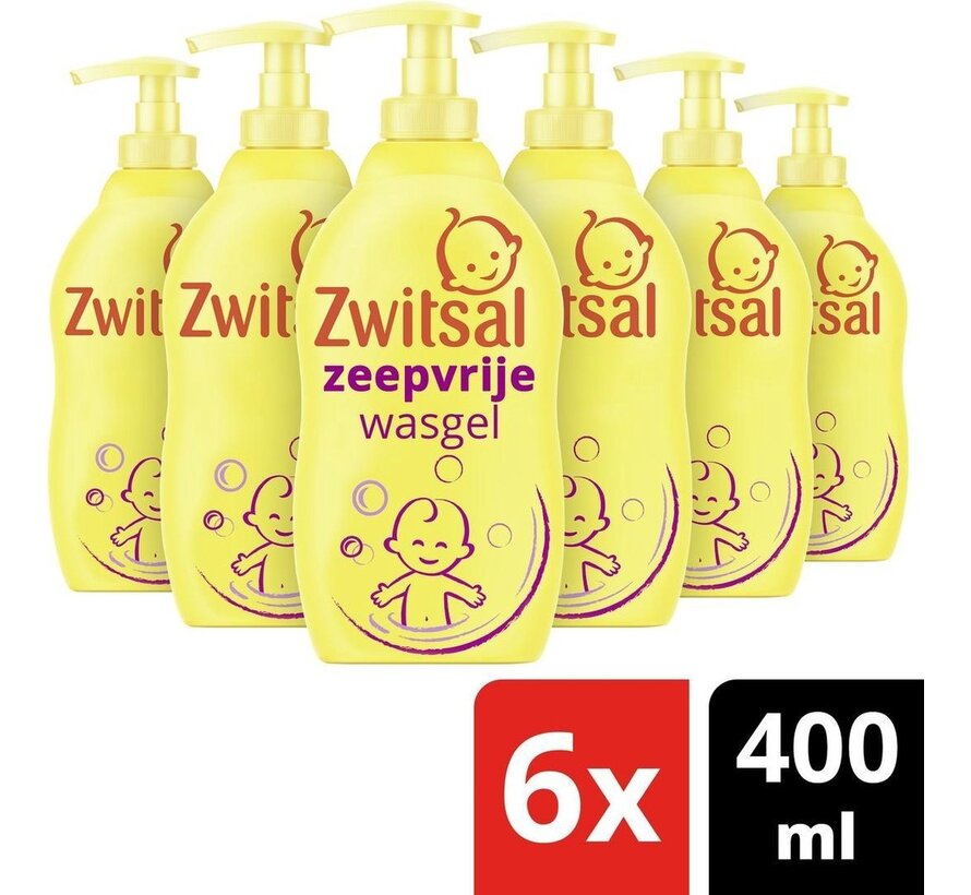 Baby Zeepvrije Wasgel - Extra mild & zacht - Met Pompje - 6x 400ml  - Voordeelverpakking