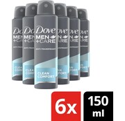 Dove Men+Care Clean Comfort - Deodorant Spray - 6x 150ml - Voordeelverpakking