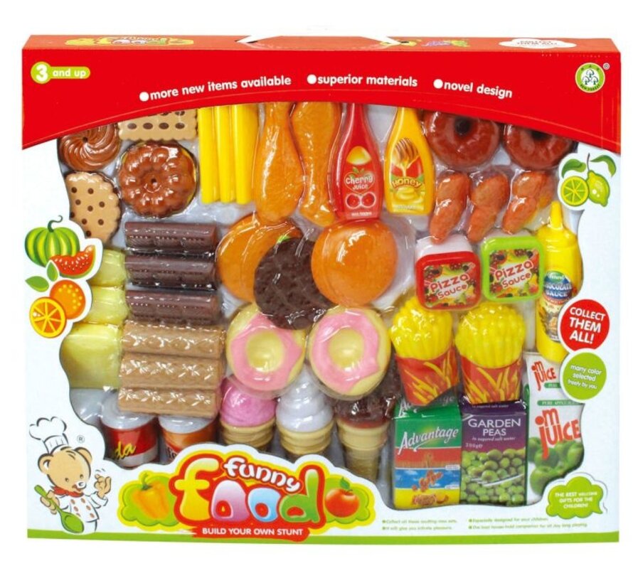 Donuts, chocolade, hamburgers, Fastfoodset