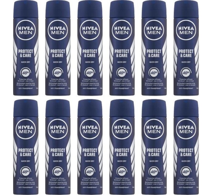 Men Protect & Care - Deodorant Spray - 12x 150ml - Voordeelverpakking