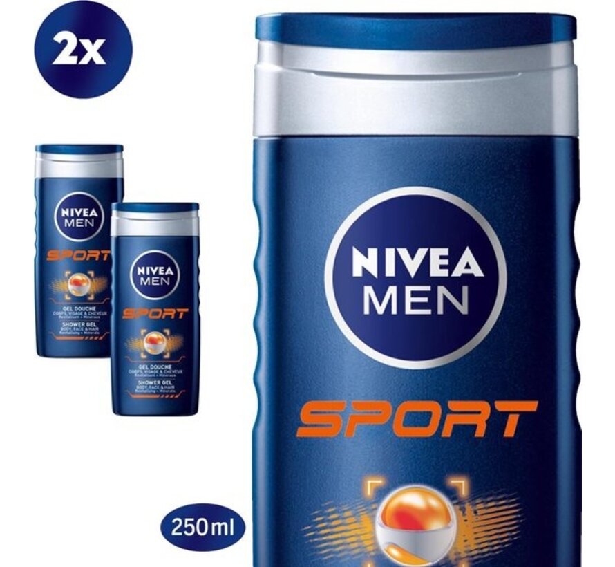 Men Sport 3in1 Douchegel - Gezicht, lichaam en haar - 2x 250ml