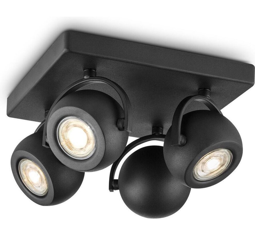 Nop 4 spots - LED opbouwspot zwart - 23 cm