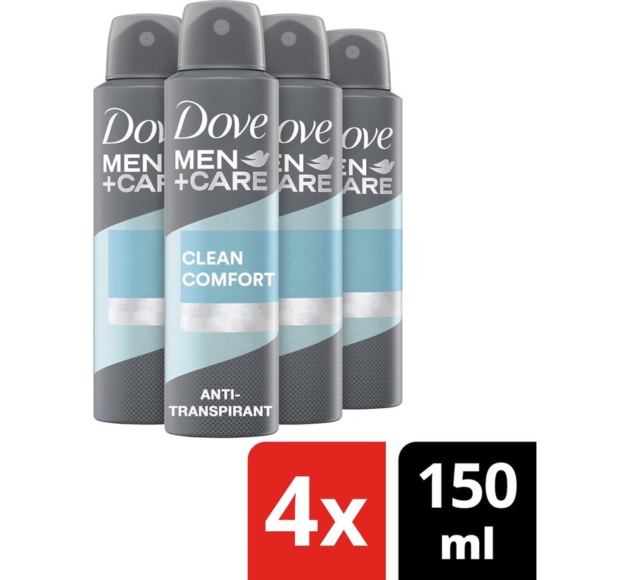 Men+Care Clean Comfort - Deodorant Spray - 4x 150ml
