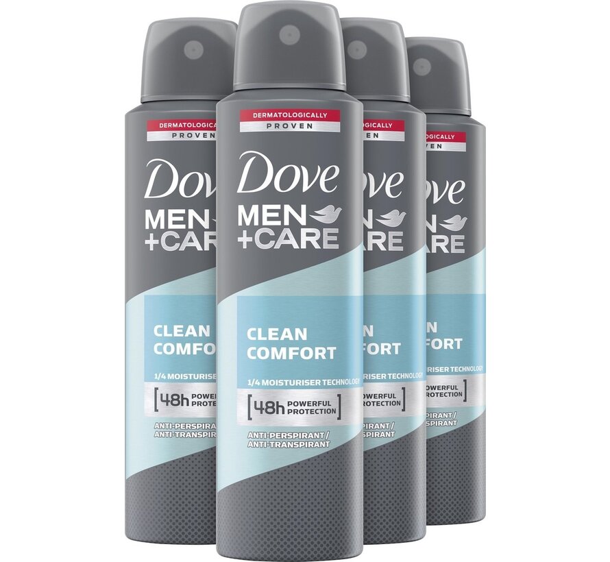 Men+Care Clean Comfort - Deodorant Spray - 4x 150ml