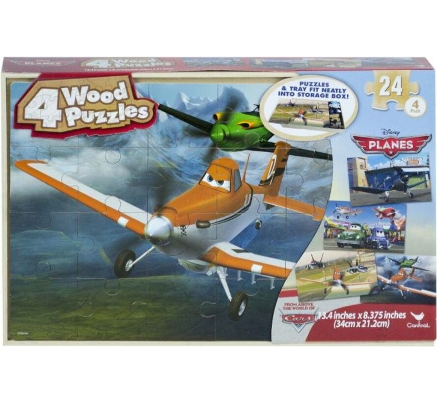 Planes - 4 houten puzzels met bewaardoos