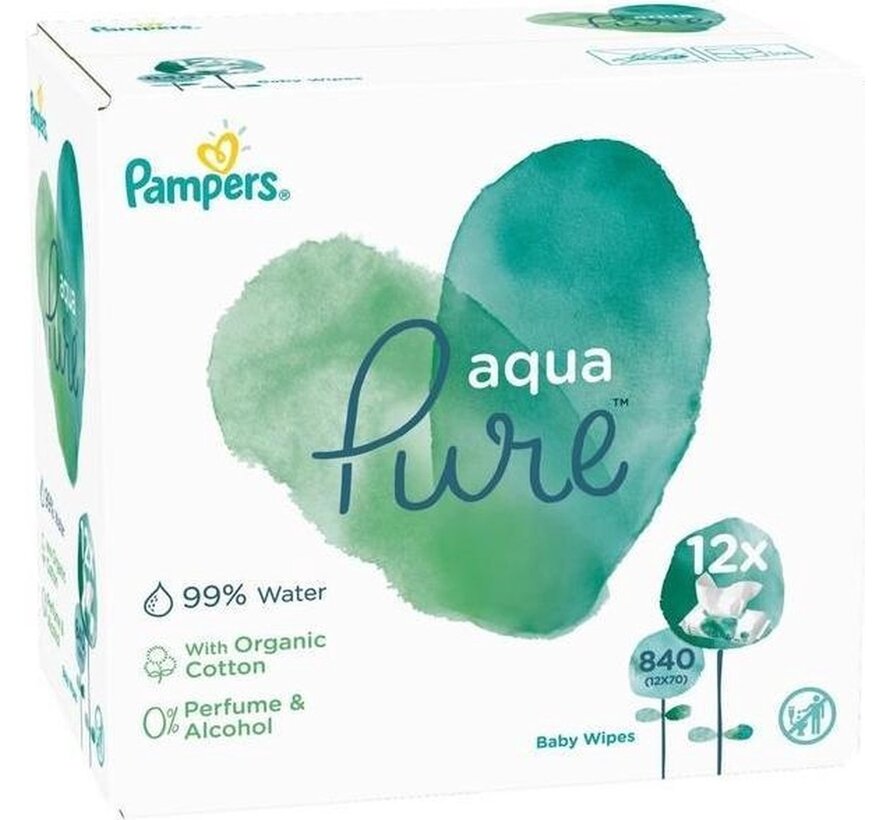 Aqua Pure Billendoekjes / Babydoekjes - 840 doekjes (12x70 stuks)