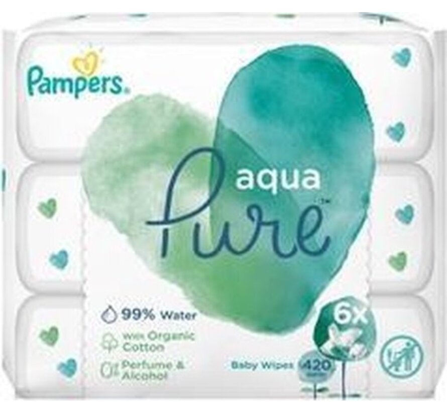 Aqua Pure Billendoekjes / Babydoekjes - 420 doekjes (6x70 stuks)