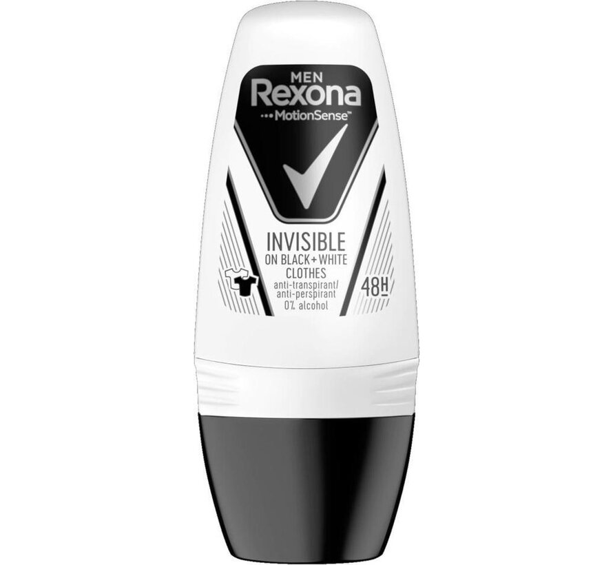 Motion Sense - Men Invisible Black & White - Deodorant Roller - 6x 50ml - Voordeelverpakking