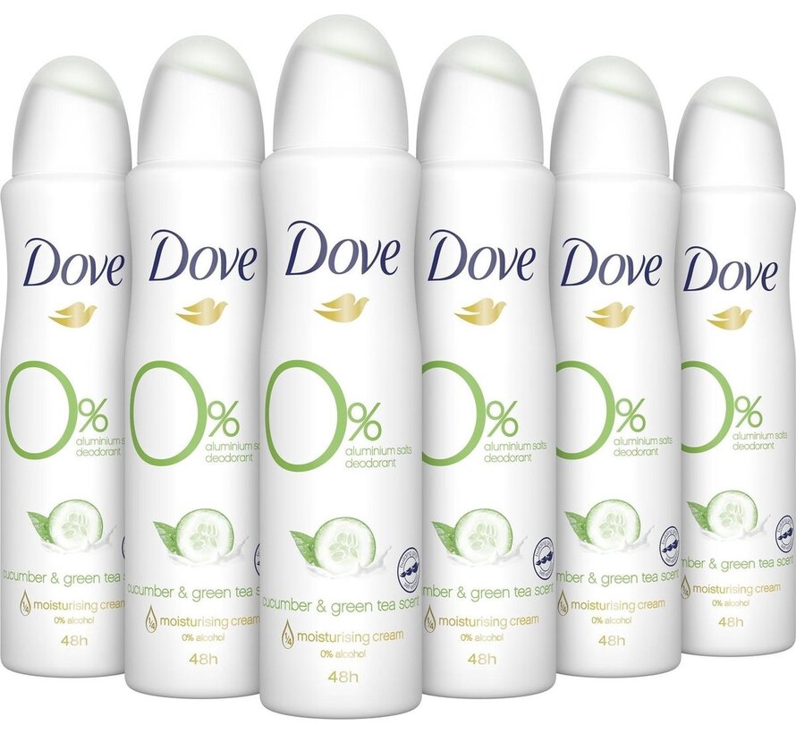 Komkommer & Groene Thee 0% - Deodorant Spray - 6x 150ml