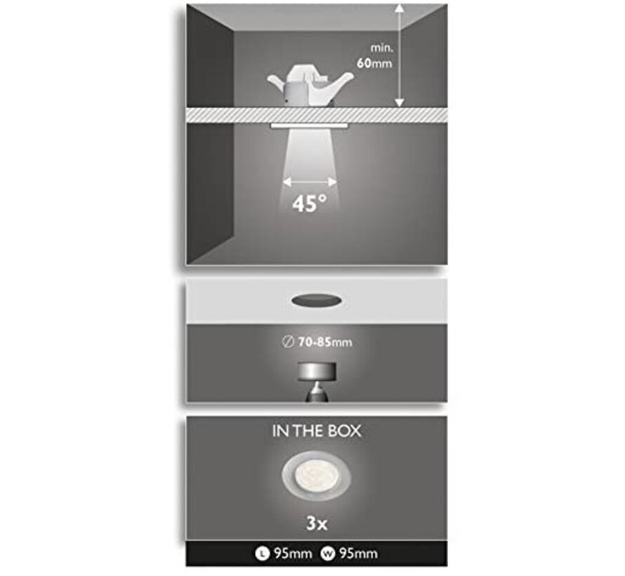 MyLiving Smartspot Sceptrum - Inbouwspots - LED - Grijs - Set 3 spots