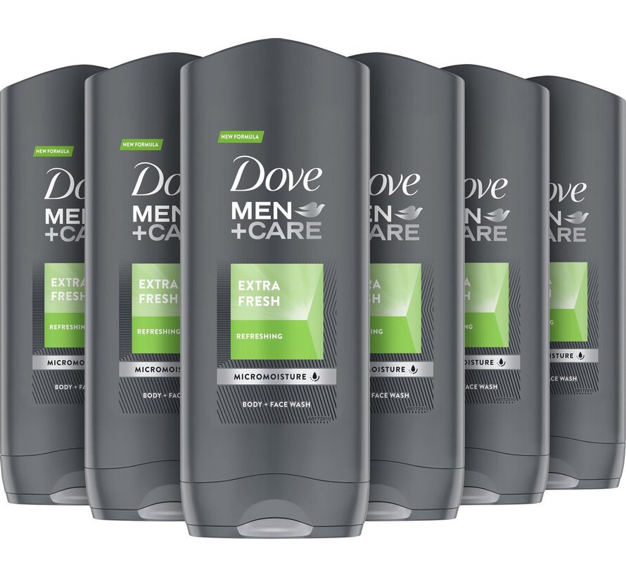 Men+Care Extra Fresh - Douchegel - 6x 400ml - Voordeelverpakking