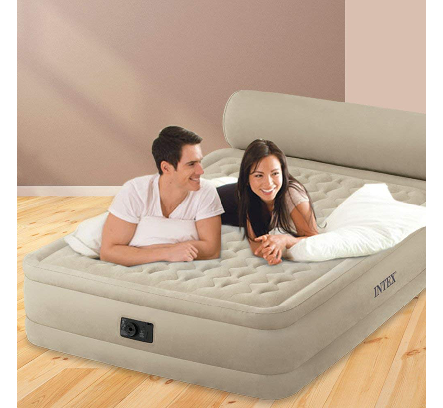 Queen Ultra-Plush zelfopblazend 2-persoons luchtbed met hoofdboord (203x152x46cm)