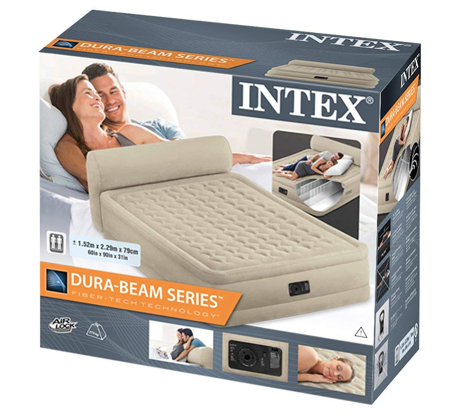 Queen Ultra-Plush zelfopblazend 2-persoons luchtbed met hoofdboord (203x152x46cm)